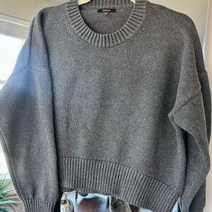 QUINCE 100% Cotton Charcoal Gray Sweater, Slight Crop. Med, NWOT